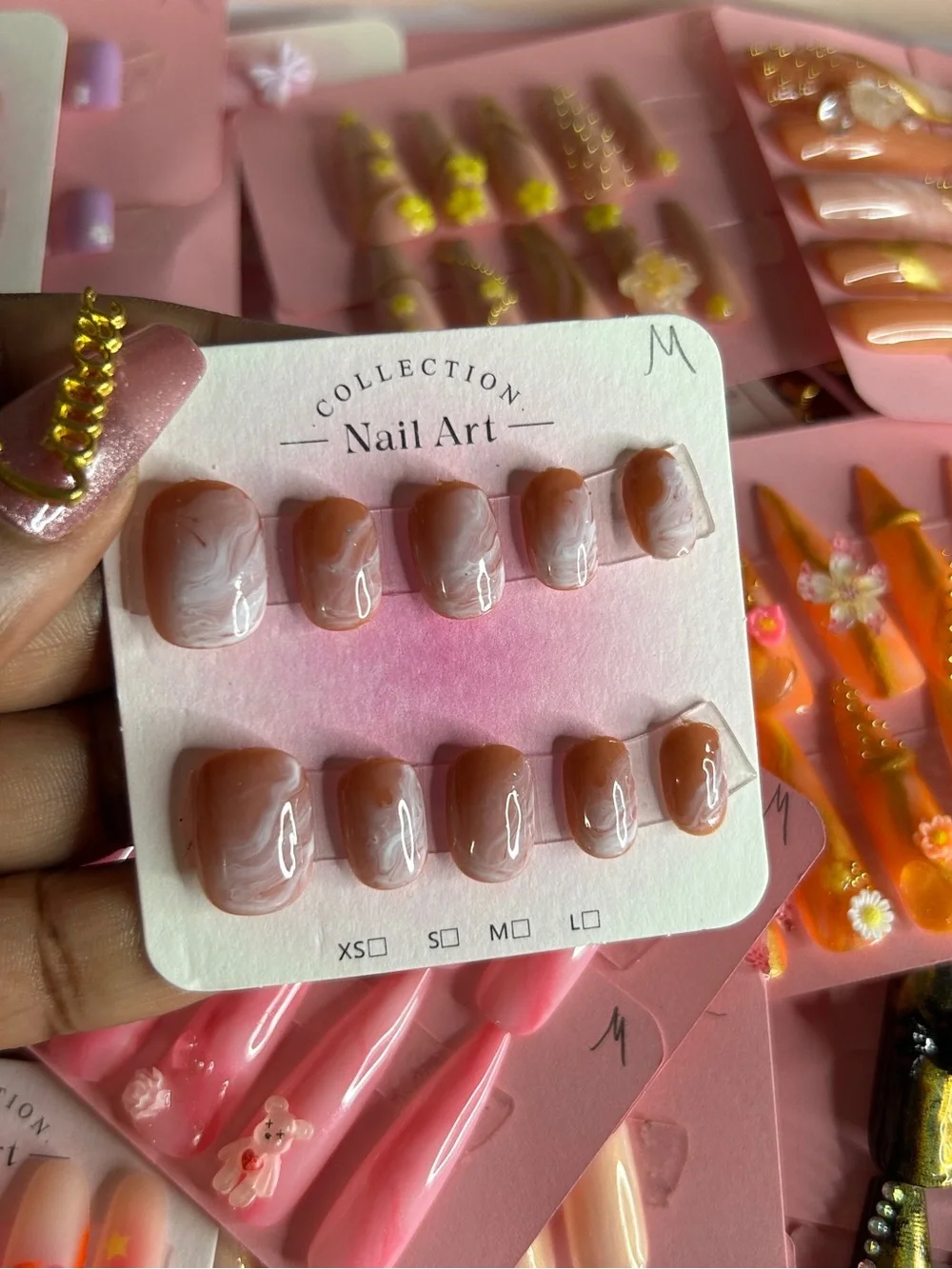Neutral Mauve Marble Press-On Nail Set